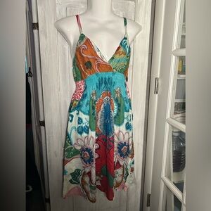 Colorful Floral Sundress,adjustable straps,soft elastic empire waist,Cotton